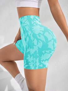 Core Rhythm Camo Print Wideband Waist Sports ShortsWomen Sweat Short, Gym Short, Biker Short - Mint Green - View 5