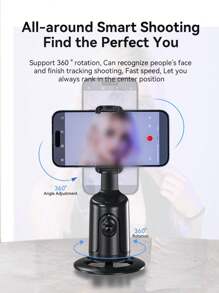 Essager Auto Tracking Phone Holder, Auto Face Tracking Tripod, Portable All-In-One Smart Selfie Stick 360 Rotation Fast Face & Object Tracking Cameraman Robot Mount For Phone Video Vlog Live Streaming - Black - View 5