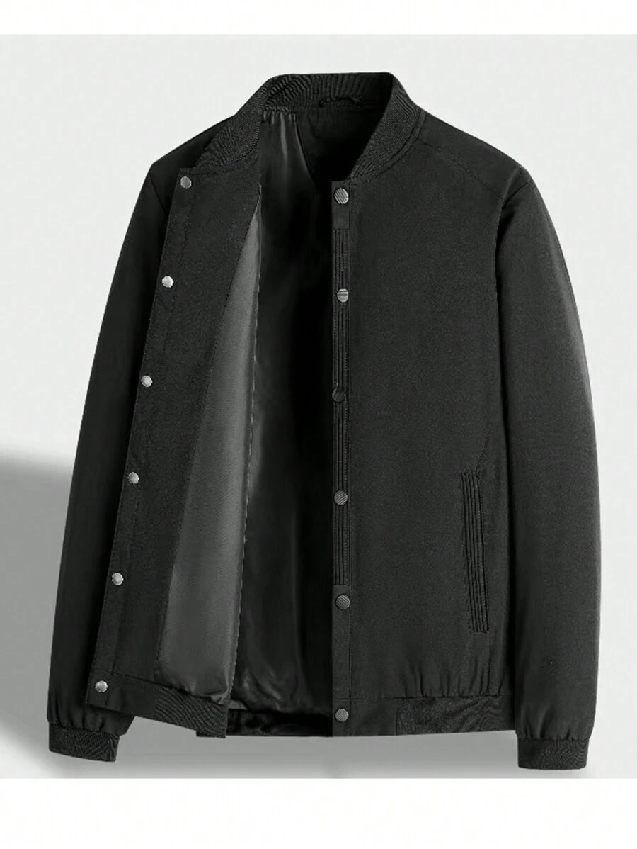 Manfinity Homme Nam Plus Túi xéo Cổ Đứng Áo khoác bomber - màu đen - Xem 1