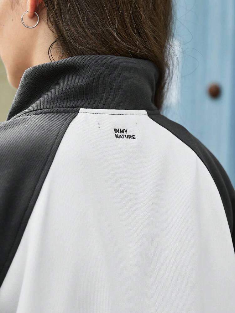 Colorblock Zip Up Drop Shoulder Softshell Jacket