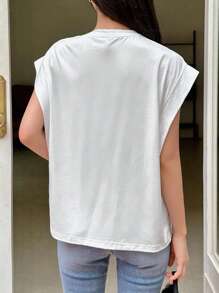 DAZY Solid Batwing Sleeve Tee - White - View 2