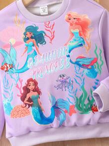 SHEIN Young Girl Mermaid & Letter Graphic Sweatshirt
