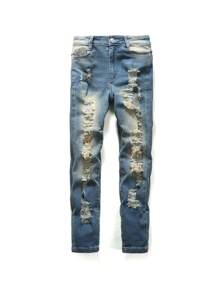 Cậu bé Tween Rách Denim mùa giặt Quần jean - Rửa tối - Xem 1