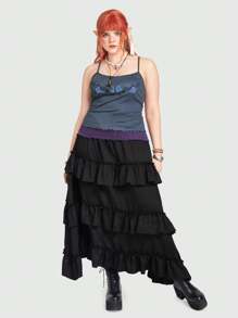 ROMWE Fairycore Plus Butterfly Print Cami Top - Blue - View 1