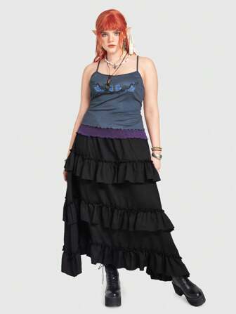 Fairycore Talla grande Top de tirantes con estampado de mariposa