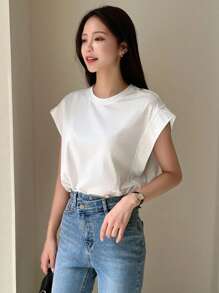 DAZY Solid Batwing Sleeve Tee - White - View 3