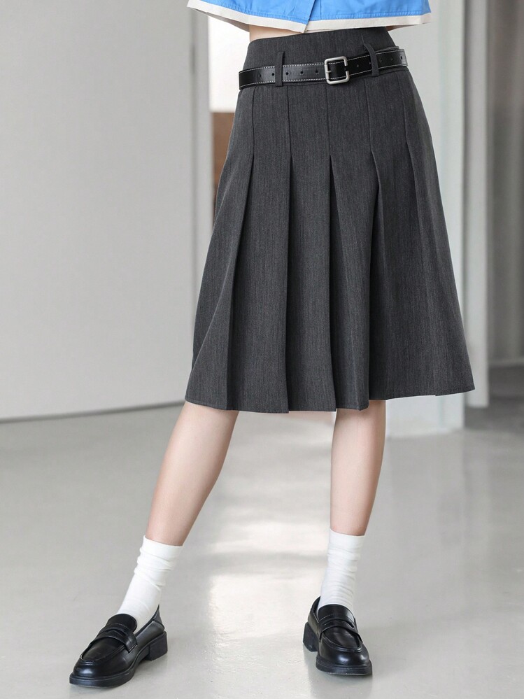 DAZY ハイウエスト ベルトなし プリーツスカート | SHEIN JAPAN