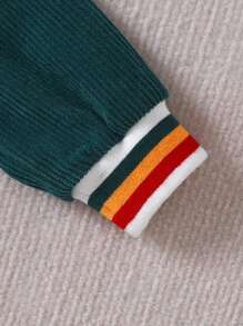 男嬰條紋飾邊燈芯絨學院風夾克 - 綠色 - 查看 5