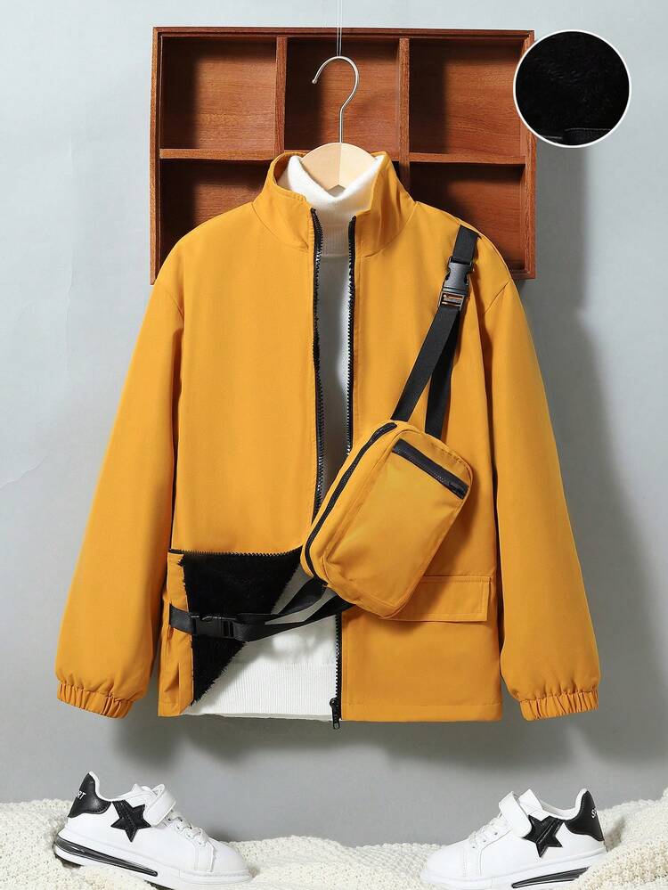 Tween Boy Zip Up Thermal Lined Coat & Bag