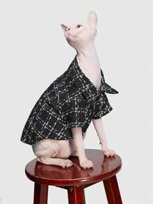 ROMWE Pet Black Plaid Woolen Coat - Multicolor - View 7