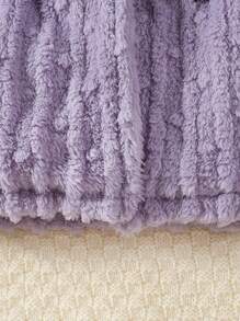 SHEIN 女小童素色腰帶絨毛外套&帽