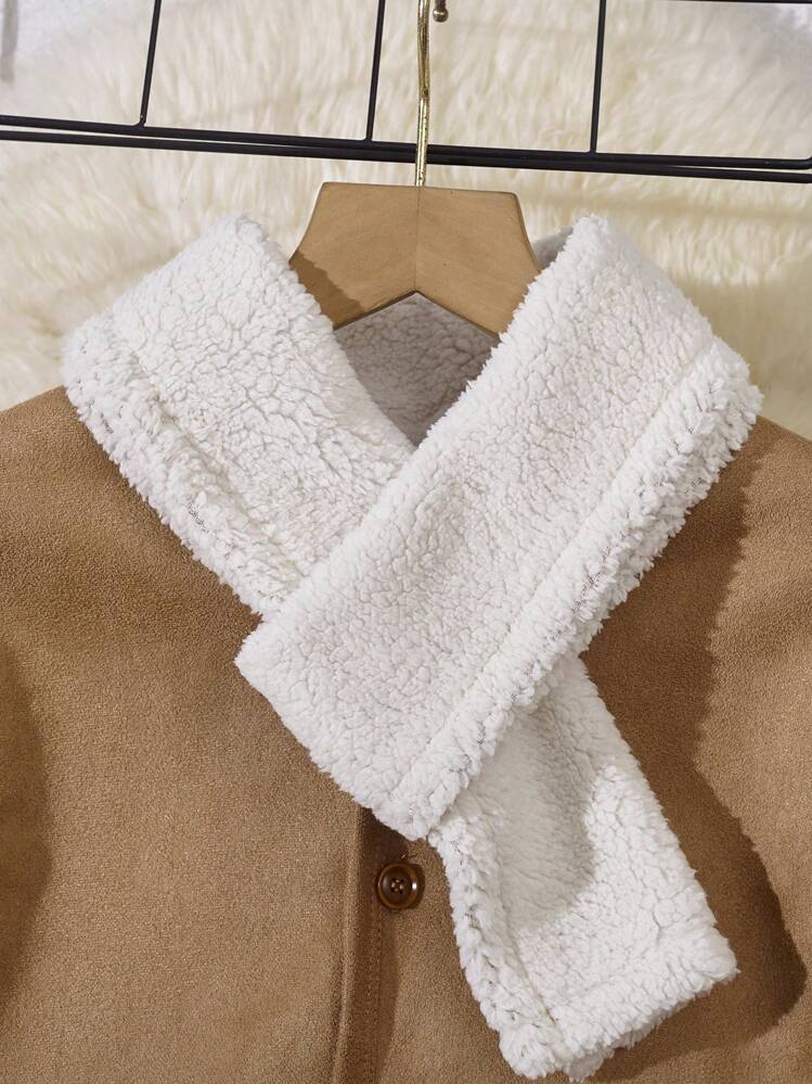 Chico preadolescente Abrigo con forro teddy con pañuelo - Caqui - Añade 3