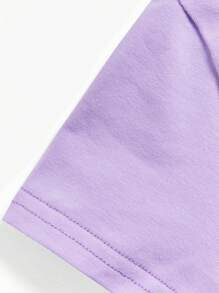 適合夏天的嬰兒女孩短袖卡通圖案圓領上衣 - 紫丁香色 - 查看 3