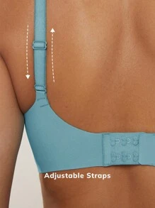 LUVLETTE Dream Curve 2ndSkin Wireless Silicone Seamless No Show Plunge Lounge T-Shirt Bra - Blue - View 5