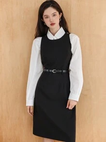 DAZY Chất rắn Váy không tay Không có áo lót - màu đen - Xem 7