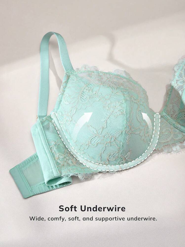 Plus Sexy Lingerie Floral Lace Lightly Lined Bra