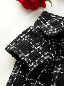 ROMWE Pet Black Plaid Woolen Coat - Multicolor - View 10