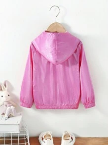 SHEIN Young Girl Zip Up Hooded Jacket Without Tee - Hot Pink - View 2