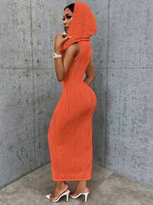 VaVaBold 素色連帽背心洋裝 - 亮橙色 - 查看 6