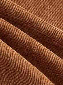 SHEIN MOD 女士休闲纯色直筒灯芯绒裤，返校服，工作服，早午餐服，校服，教师裤，70 年代服装，正装裤，西式裤 - 棕色 - 查看 3