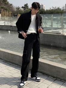 DAZY Herr Nedhasade aclar Denimjacka - Svart - Visa 8