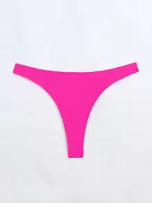 Swim Basics Summer Beach Plain Bikini Bottom - Hot Pink - View 2