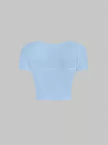 SHEIN MOD Cut Out Front Ruched Crop Tee