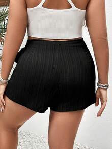 SHEIN VCAY Plus Knot Side Wrap Skort - Black - View 2