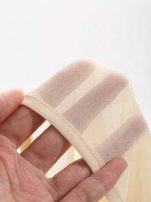 DAZY Chất rắn Mở Mặt trước Tay áo lồng đèn Áo ngắn - Màu be - Xem 8