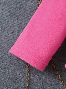 SHEIN Tween Girl Two Tone Belted Coat & Pants & Solid Tee - Hot Pink - View 7