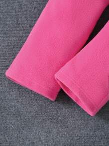 SHEIN Tween Girl Two Tone Belted Coat & Pants & Solid Tee - Hot Pink - View 3