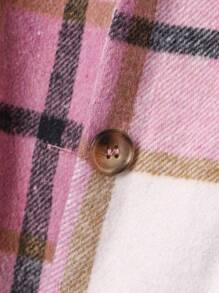 青少年女孩格紋印花外套馬甲 - 粉色 - 查看 6