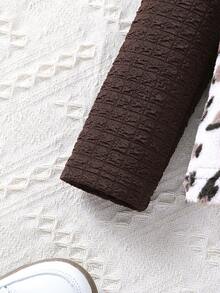 SHEIN Young Girl Leopard Pattern Tee & Pants & Bag - Coffee Brown - View 5