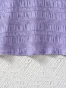 SHEIN Vestido de verano de estilo informal con hombros descubiertos y espalda con botones, color lila, para niñas jóvenes - Lila Púrpura - Ver 4