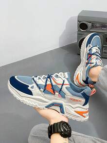 Men's Casual Color Block Lace-up Athletic Sneakers - Multicolor - View 2