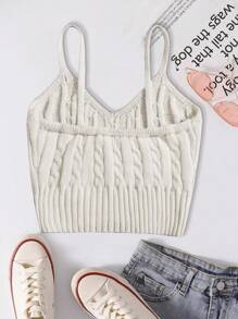 Flirla Plus Cable Knit Top - White - View 2