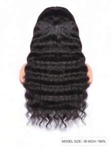 Onda suelta de encaje transparente 4 x 4 13 x 4 Pelucas frontales de encaje 150%/180% Densidad 12-28 pulgadas Color negro natural Pre-arrancado Línea de cabello natural Cierre de encaje Cabello humano Pelucas largas de alta calidad para mujeres