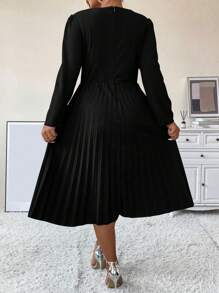 SHEIN Unity Talla grande Vestido pecho con fruncido bajo fruncido - Negro - Ver 2