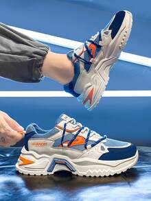 Men's Casual Color Block Lace-up Athletic Sneakers - Multicolor - View 3