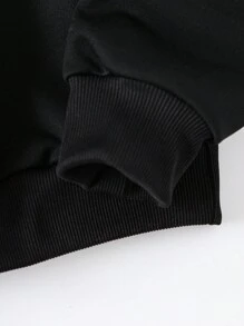 Men's Simple Printed Round Neck Long Sleeve Sweatshirt, For Halloween - Black - View 5