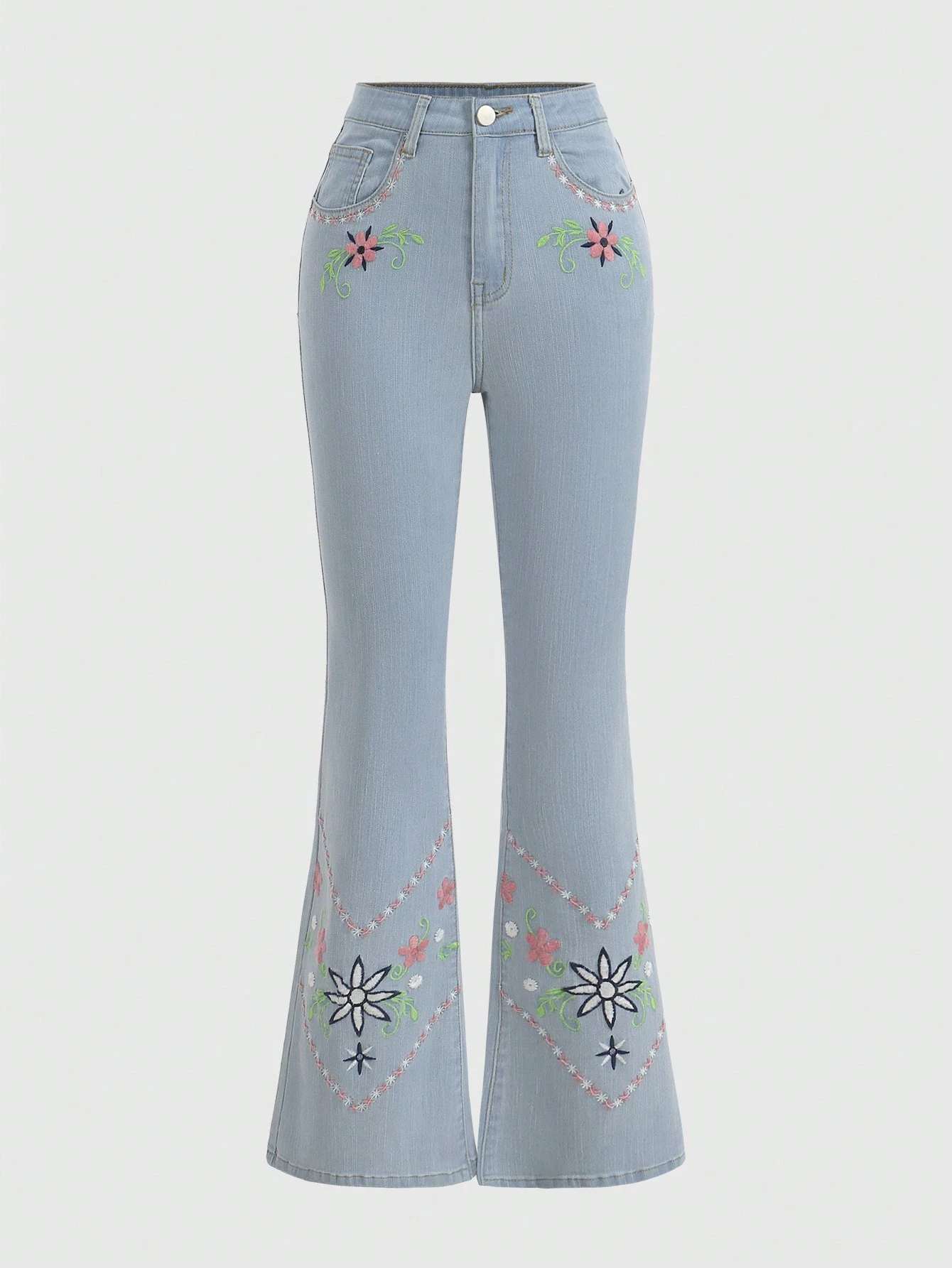 GRAVER】Flower smile embroidery clip denim pants 71mpEmgeQ-L