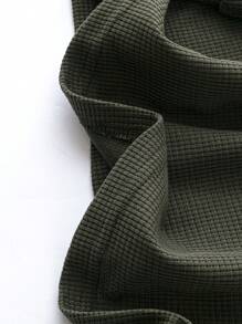 SHEIN LUNE Plus Waffle Knit Drop Shoulder Tee - Army Green - View 3