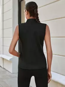 RueChic Zip Up Vest Jacket - Black - View 2