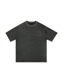 Men Letter Graphic Drop Shoulder Tee - Dark Grey - View 3