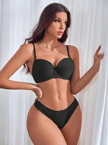 2sets Solid Underwire Bra & Panty Lingerie Set - Multicolor - View 5