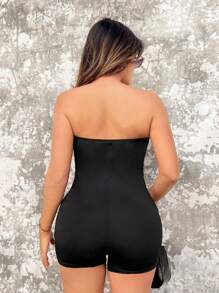 SHEIN SXY Cut Out Tube Unitard Romper - Black - View 2