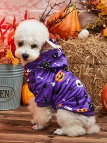 Halloween Thú cưng In Áo nỉ - Màu tím - Xem 6