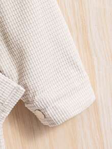 SHEIN Young Girl Flap Pocket Button Front Jacket - Apricot - View 4