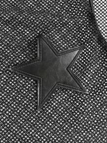 ROMWE Grunge Punk Star Print Fishnet Teddy Bodysuit Lingerie - Black - View 4