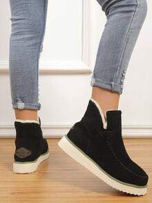 女性防水台坡跟跟靴子 - 黑色 - 查看 3